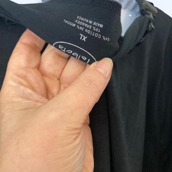 Talbots Elegant Black Beaded V-Neck Top XL - Picture 3 of 3